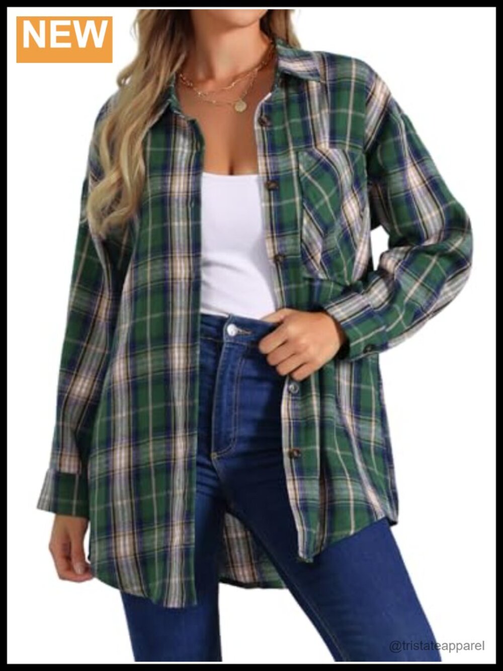 Plaid Button Down Flannel Shirt Long Sleeve Western Casual Work Top
